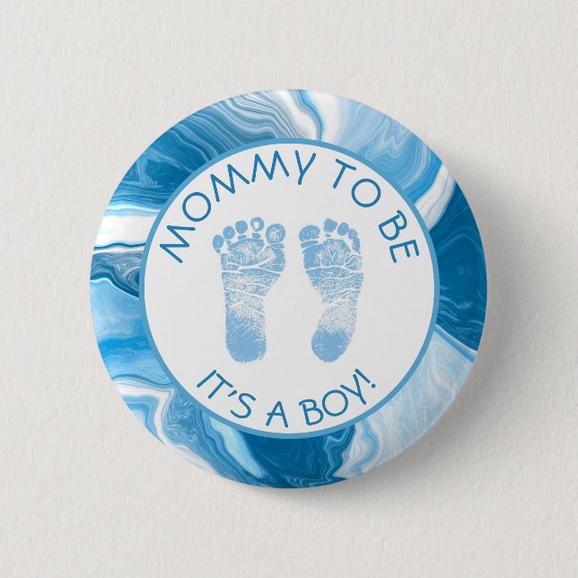 Mummy to be Blue Marble Baby Shower 6 Cm Round Badge (Front)