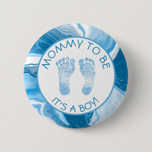 Mummy to be Blue Marble Baby Shower 6 Cm Round Badge