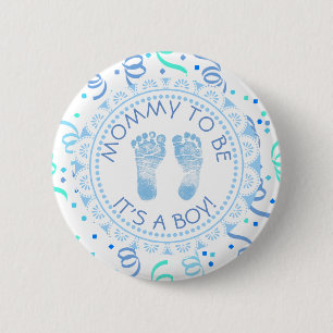 Mummy to be Blue &  White Baby Shower Button