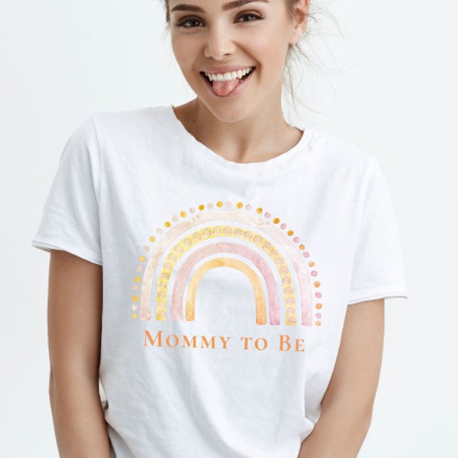 Mummy to Be Blush Pink Boho Rainbow T-Shirt (Mommy to Be  Pink Boho Rainbow T-Shirt)