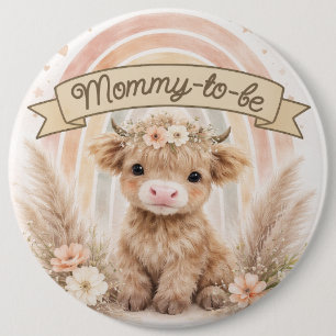 Mummy To Be Boho Rainbow Baby Shower Floral 6 Cm Round Badge
