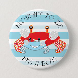 Mummy to be Crab Its a Boy Baby Shower Button