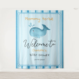 Mummy To Be Cute Whale Baby Shower Backdrop Tapestry