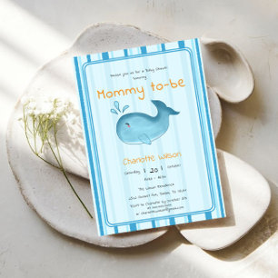Mummy To Be Cute Whale Baby Shower Invitation