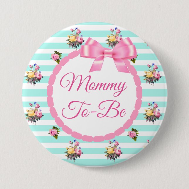 Mummy to be Floral Chic Roses Button (Front)