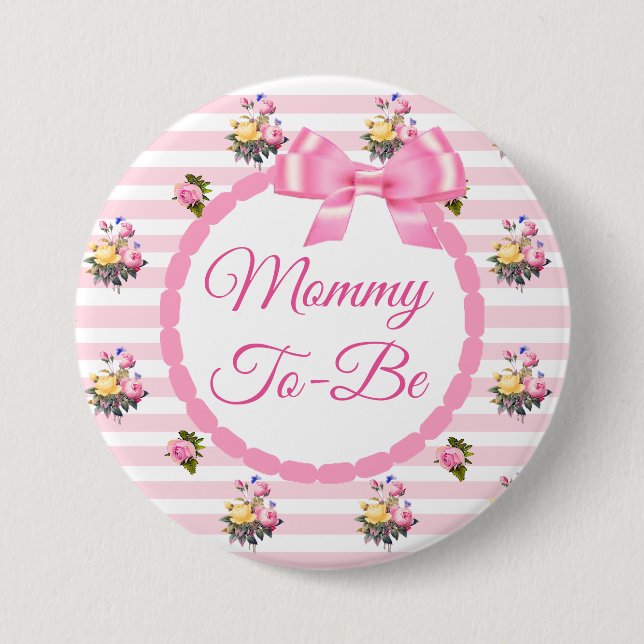 Mummy to be Floral Chic Roses Button (Front)