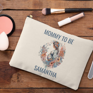 Mummy to Be Floral Watercolor Expecting Mother Accessory Pouch