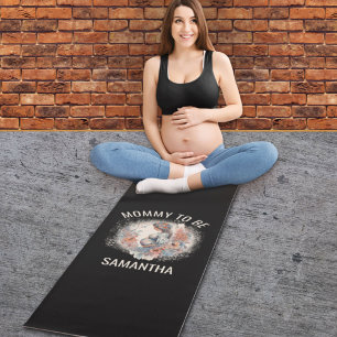Mummy to Be Floral Watercolor Expecting Mother  Yoga Mat