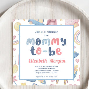 Mummy to be Gender Neutral Rainbow Coloful Invitation