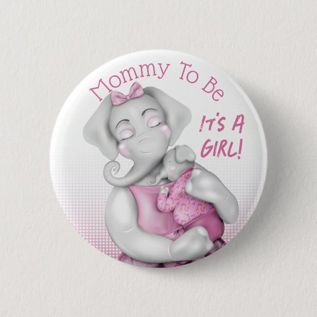 Mummy To Be Girl Elephant | Baby Shower 6 Cm Round Badge (Front)