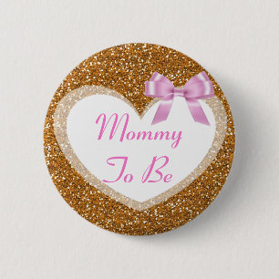 Mummy to be Gold and Pink Baby Shower Button