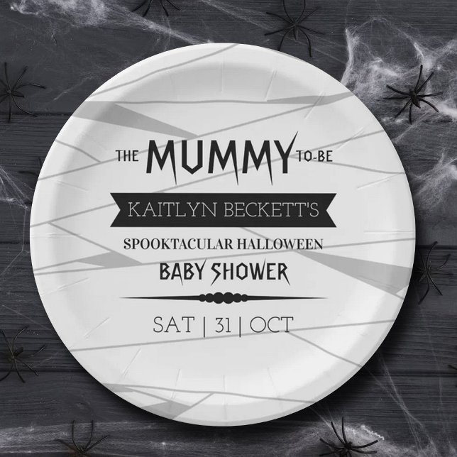 Mummy To Be | Halloween Baby Shower Paper Plate (Creator Uploaded)
