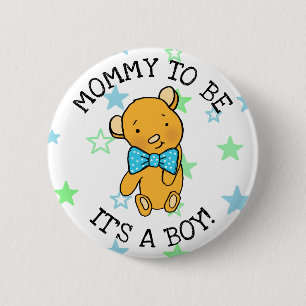 Mummy to be, It's a boy Teddy Bear Baby Shower 6 Cm Round Badge