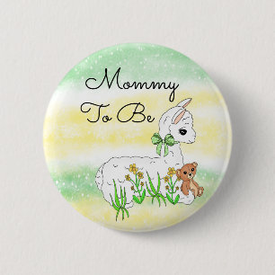 Mummy To Be Llama with Teddy Bear 6 Cm Round Badge