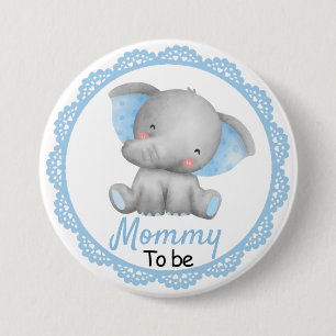 Mummy to be New Mum Baby Boy Shower Elephant Blue  7.5 Cm Round Badge