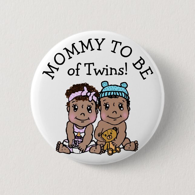Mummy to be of Twins, Ethnic Baby Shower 6 Cm Round Badge (Front)