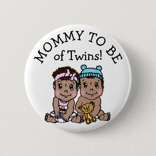 Mummy to be of Twins, Ethnic Baby Shower 6 Cm Round Badge