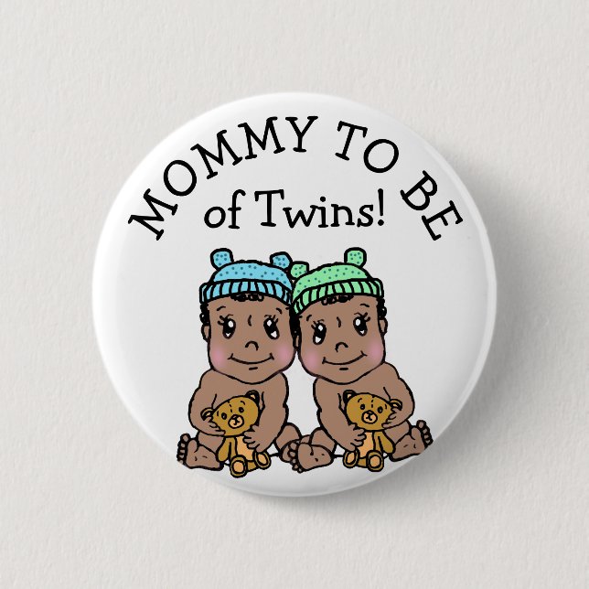 Mummy to be of Twins, Ethnic Baby Shower 6 Cm Round Badge (Front)
