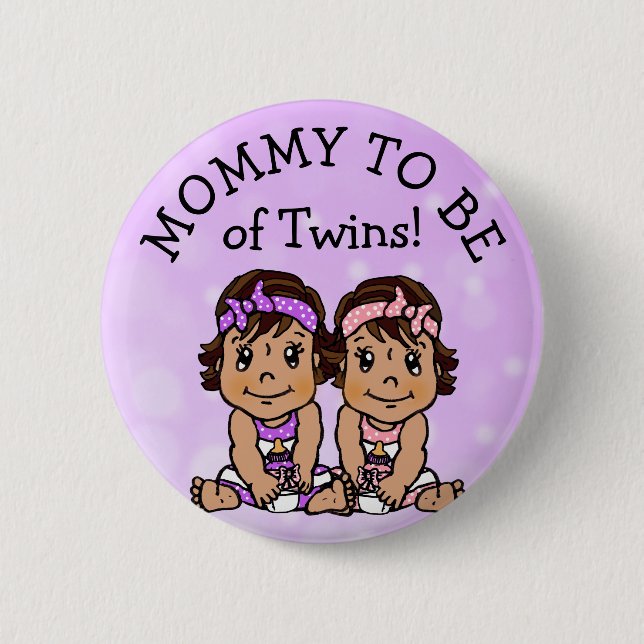 Mummy to be of Twins, Hispanic Baby Shower 6 Cm Round Badge (Front)