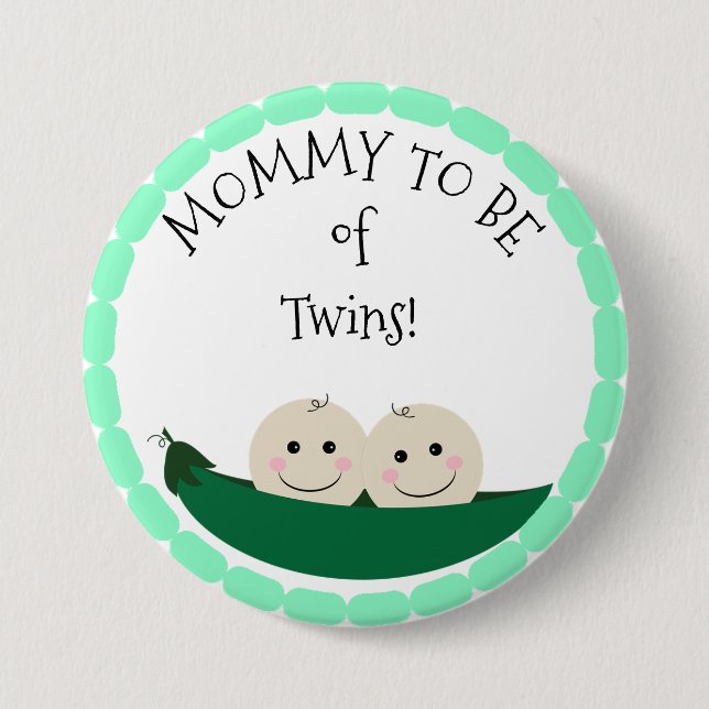 Mummy to be of Twins in Peapod Baby Shower button (Front)