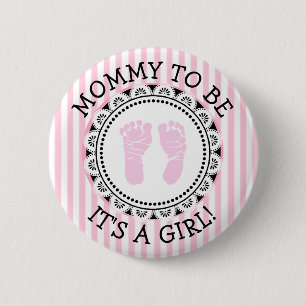 "Mummy To Be" Pink and black Baby Shower Button