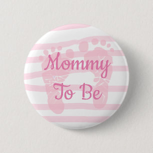 Mummy to be Pink and White Girl Baby Shower button