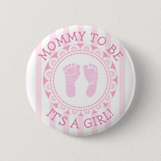 "Mummy To Be" Pink  Baby Shower Button (Front)