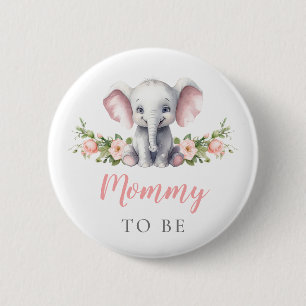 Mummy To Be Pink Elephant New Mum Baby Girl Shower 6 Cm Round Badge