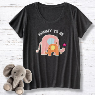 Mummy To Be Pink Elephant with Baby Plus Size T-Shirt