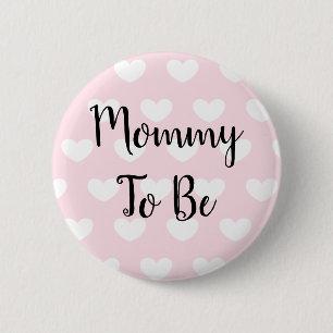 Mummy to be Pink Hearts Baby Shower 6 Cm Round Badge