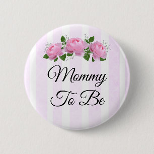 Mummy to be Pink Roses Baby Shower Button