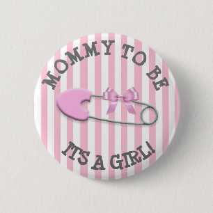 Mummy to be Pink Striped Diaper Pin Baby Shower