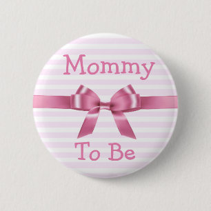 Mummy to be  Pink & White  baby shower button