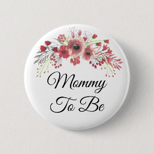 Mummy to be Pretty Pink Floral Baby Shower Button