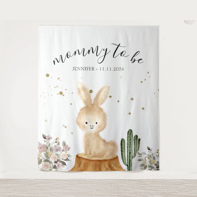 Mummy to be rabbit bunny backdrop tapestry (Front)