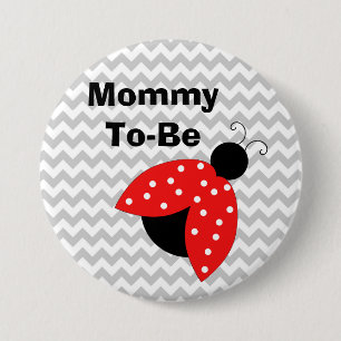 "Mummy To Be" Red Ladybug Baby Shower Button