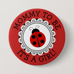 "Mummy To Be" Red Ladybug Baby Shower Button