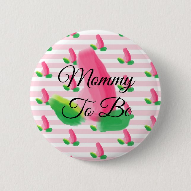 Mummy to be Rosebud Pink Baby Shower Button (Front)