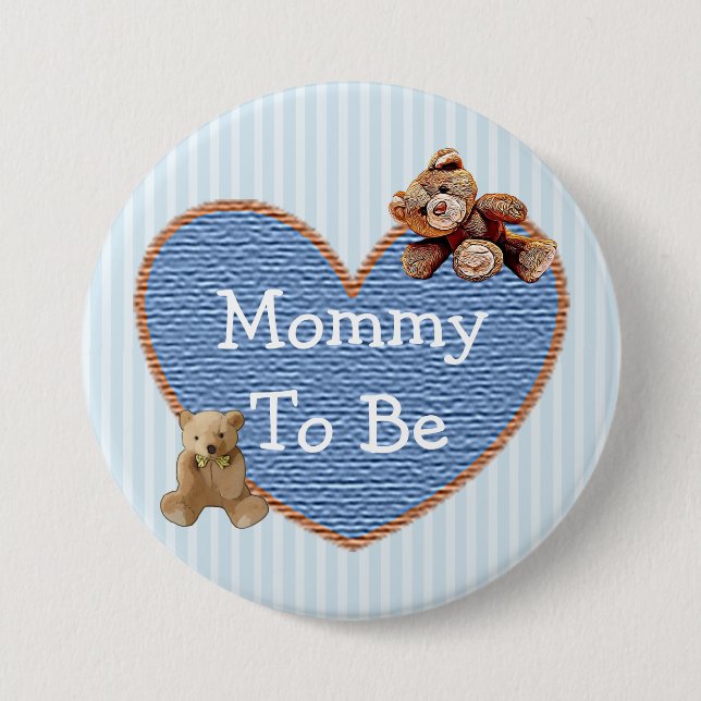 Mummy to Be Teddy Bear Baby Shower Button (Front)