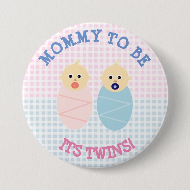 Mummy to be to twins boy and girl Button (Front)
