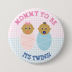 Mummy to Be Twin Boy and girl Baby Shower Button
