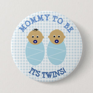 Mummy to Be Twin Boys Blue Baby Shower Button