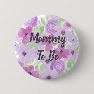 Mummy to Be Watercolor Floral Baby Shower 6 Cm Round Badge