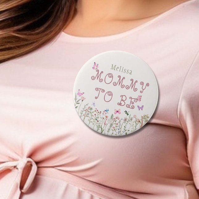 Mummy To Be Wildflower Girl Baby Shower Button (Creator Uploaded)