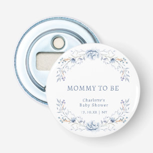 Mummy to Be Winter Blue Floral Baby Shower Bottle Opener