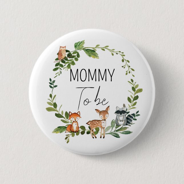 Mummy to be - Woodland baby Shower Button (Front)