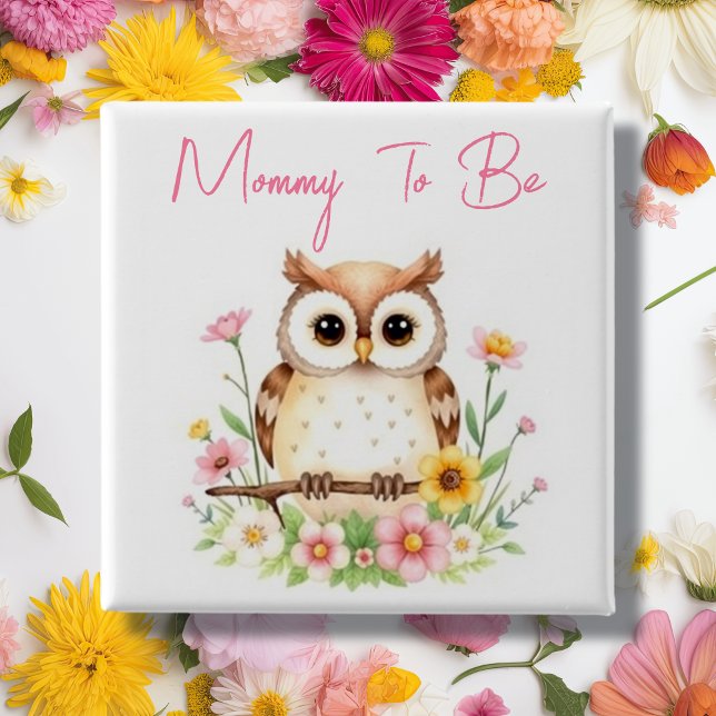 Mummy To Be | Woodland Themed Baby Shower 15 Cm Square Badge (Creator Uploaded)