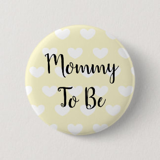 Mummy to be Yellow Hearts Baby Shower Button