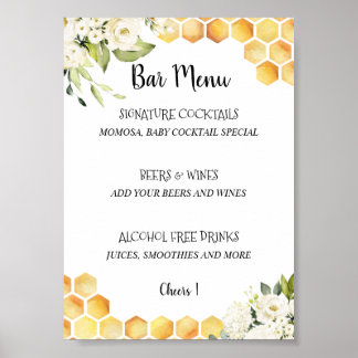 Mummy to Bee Baby Shower bar menu Poster