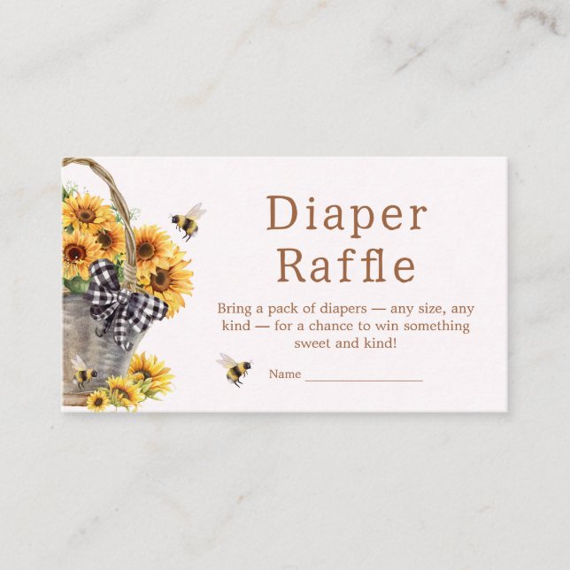 Mummy to Bee Baby Shower Diaper Raffle Enclosure Card (Front)